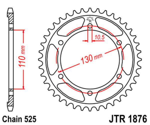 Standardní ocelář JT Sprock zadní Sprock 1876 - 525 JTR1876.44