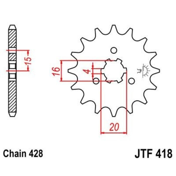 Ocelové standardní přední řetězové kolo JT Sprock 418 - 428 JTF418.15