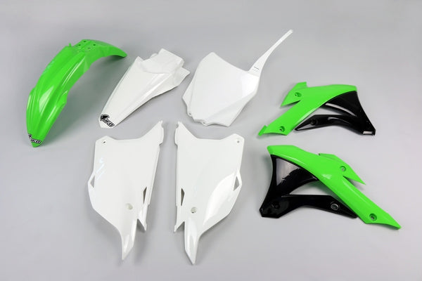 UFO PLASTAL KIT OEM Color (2014) Green/White/Black Kawasaki KX85 Kakit22@999