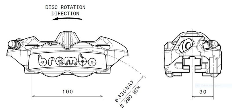 BREMBO M4 Front Right Brake Caliper Titanium Ø34mm 920.9885.06