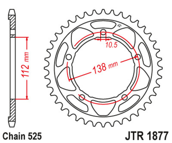 Standardní ocelový standard JT Sprock zadní Sprock 1877 - 525 JTR1877.45