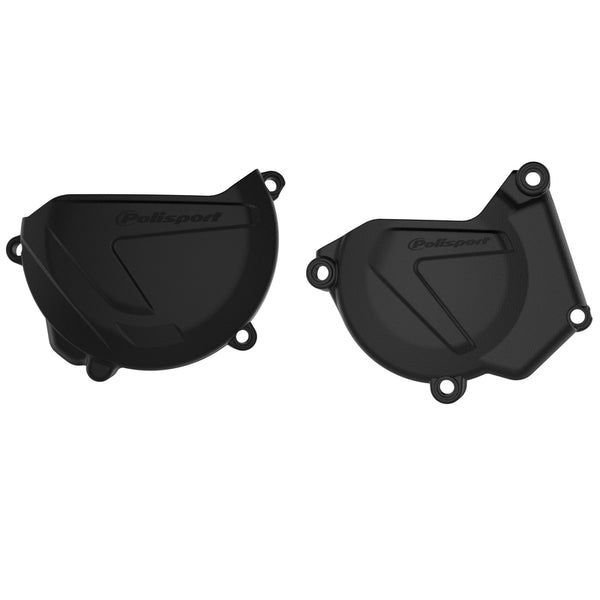 Police Port Clutch and Ignition Cover Protection -Set Black - Yamaha YZ250 90939