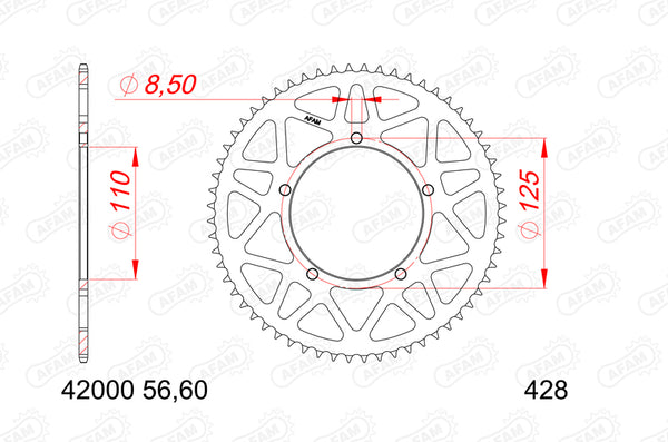 AFAM aluminum rear sproces 12000-60 42000-60