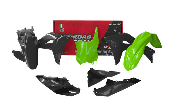 RaceTech Plastic Kit 5 Parts-Black & Green to Kawasaki (R-Kitkxf-US5-Z24)