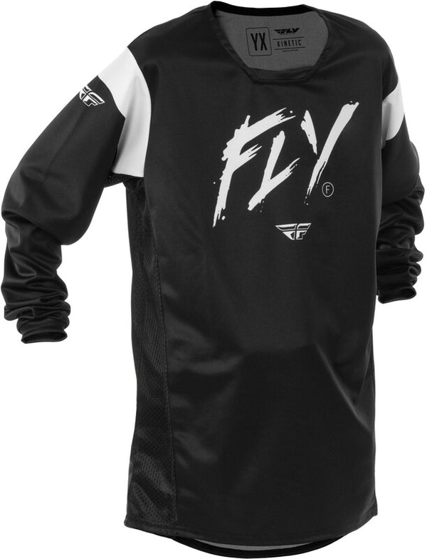 Fly Racing Kinetic Stoke Youth Jersey - Black/White 378-525ys