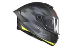 MT Helmets Integral Mc-Hjälm Thunder 4 SV Treads D3 i profil, med gul och grå grafik, visir och robust konstruktion.