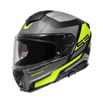 Schuberth Integral Mc-Hjälm S3 Daytona Svart/Flu med aerodynamisk design, svart och fluorescerande gula detaljer, sidovy.