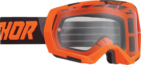 Thor Goggles Regiment Orange med robust design och justerbart band för optimal passform. Perfekt för motocross och offroad-körning.