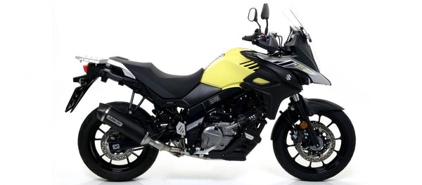 Suzuki V-Strom 650 17 Homologovaný hliníkový tmavý závod-technologický tlumič s uhlíkovým koncovým uzávěrem pro sběratele šipek