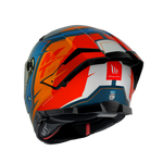 Baksidan av MT Helmets Integral Mc-Hjälm Thunder 4 SV Pental Pearl Orange med modern grafik och DOT-certifiering.