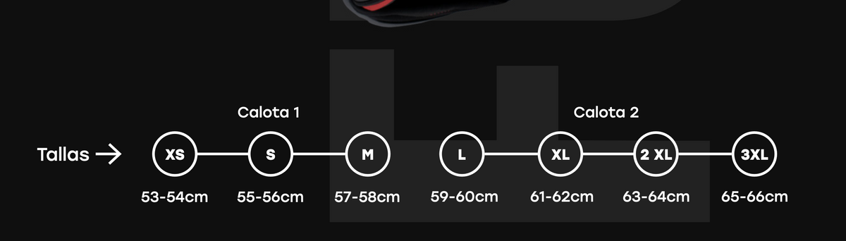 Storlekstabell för MT Helmets Thunder 4 SV Exo C2 MC-hjälm som visar storlekar från XS till 3XL med motsvarande huvudmått i centimeter.