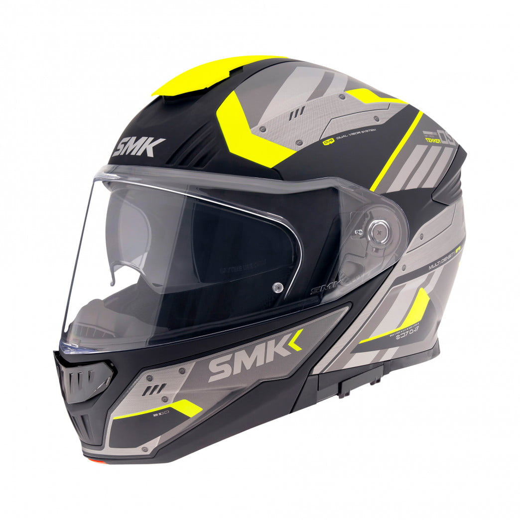 SMK Openable MC Helmet Gullwing Tekker Gray /Flu