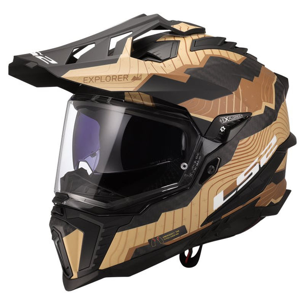 LS2 Adventure MC Helmet Explorer Carbon Trick Brown/Sand