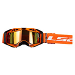 LS2 Goggles Aura Pro Iridium Orange med orange spegelglas och justerbart band för optimal passform. Perfekt för motorcykelåkning i stad och terräng.