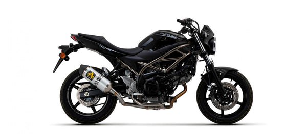 Suzuki SV 650 16/21 Gay. Hliníkový závod-tech tlumič s uhlíkovým koncovým uzávěrem pro potrubí šipky