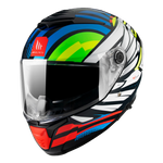 MT Helmets Integral Mc-Hjälm Thunder 4 SV Drax Blå framifrån med modern grafik, klart visir och robust skydd för motorcykelförare.