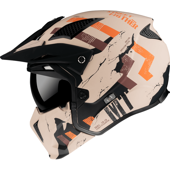 MT Helmets Streetfighter A14 matt orange med robust konstruktion, ventilationsöppningar och avtagbar skärm för motorcyklister.